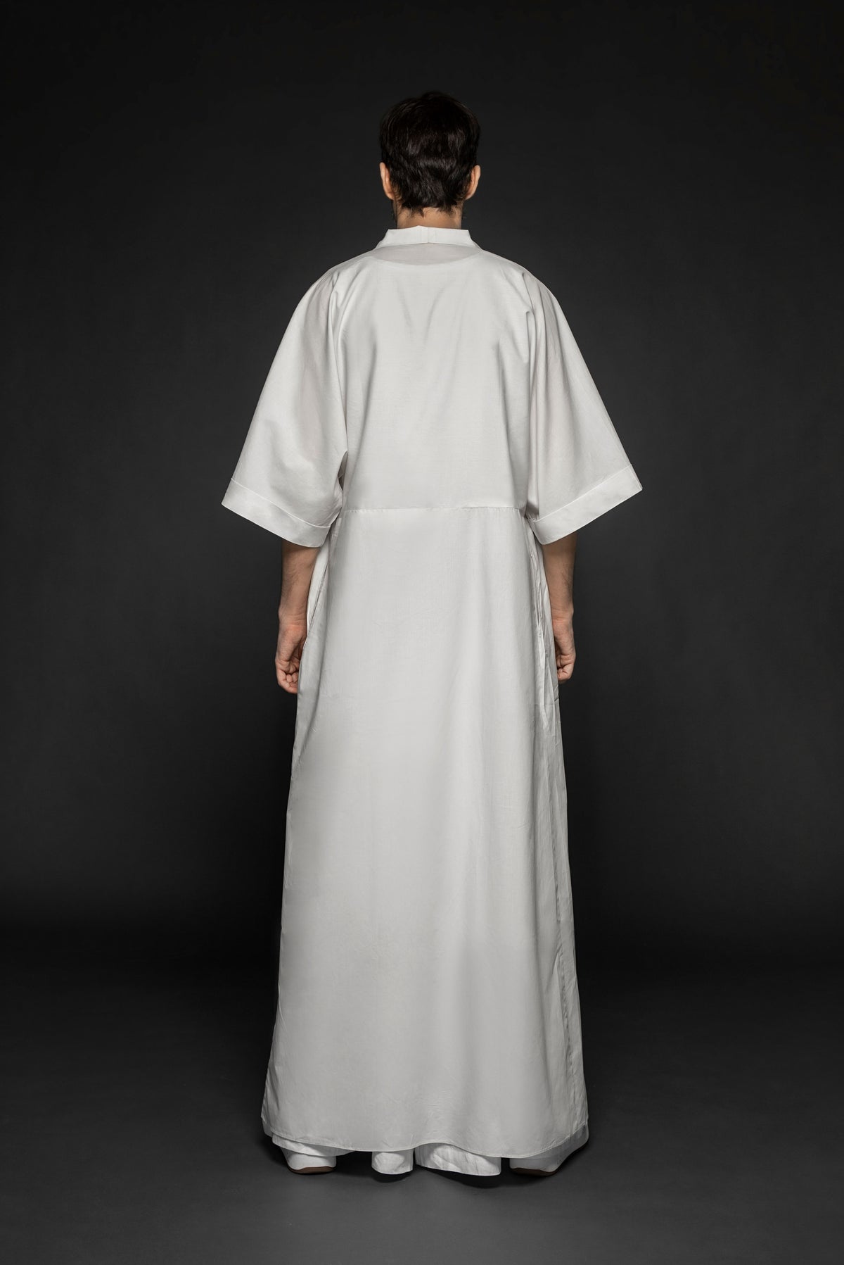 Syomsz Balto wrap dress in milk, tie detail