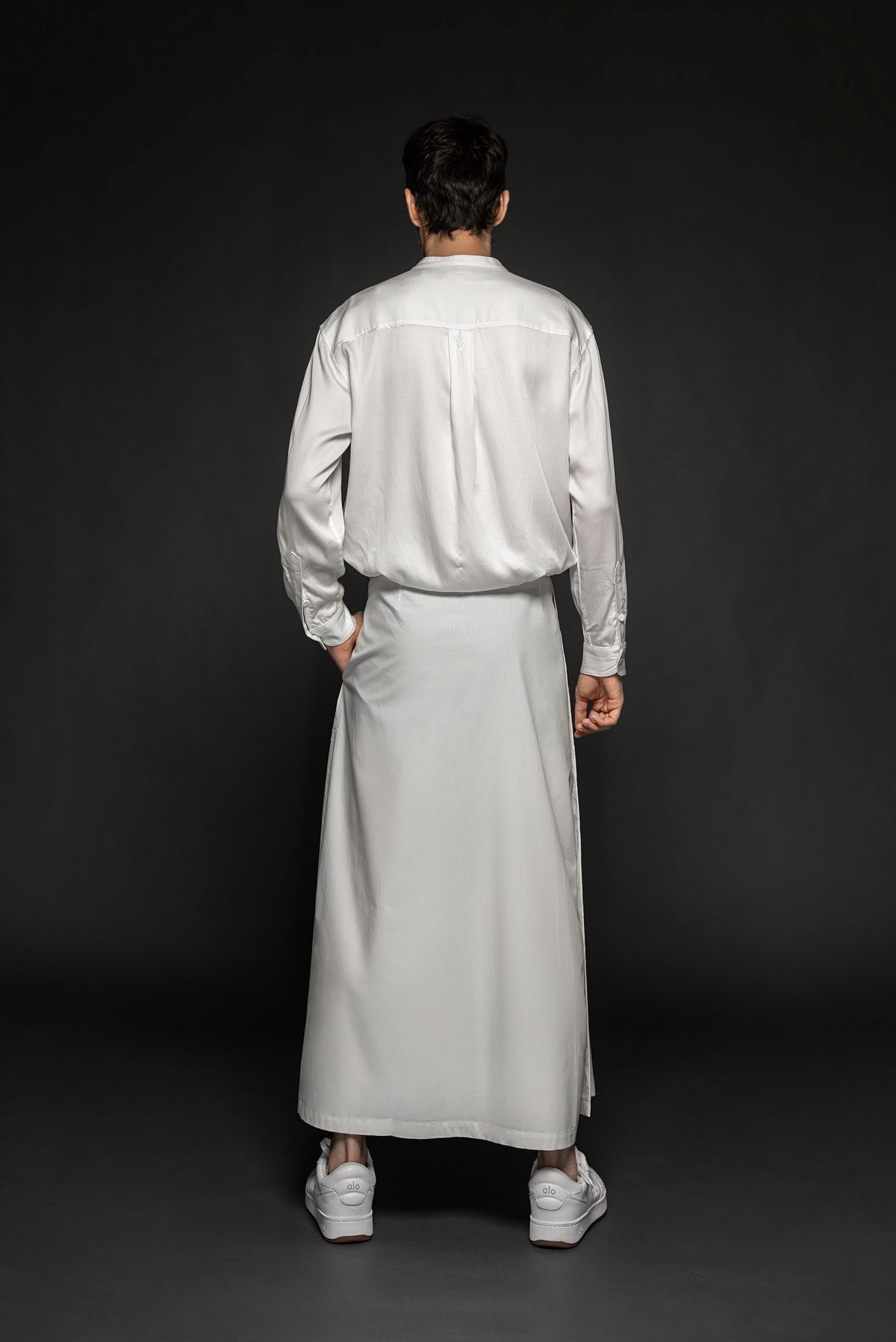 Syomsz milk Sulu skirt, pleat and side tie detail