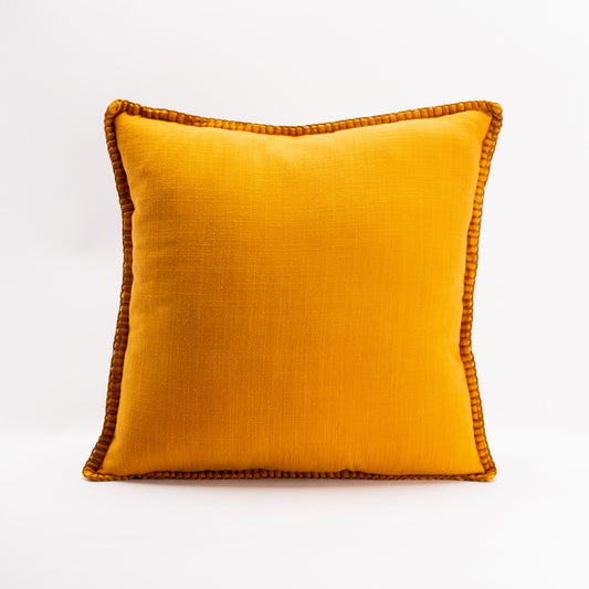 CUSHION COVER SLUBBED COTTON - MUSTARD