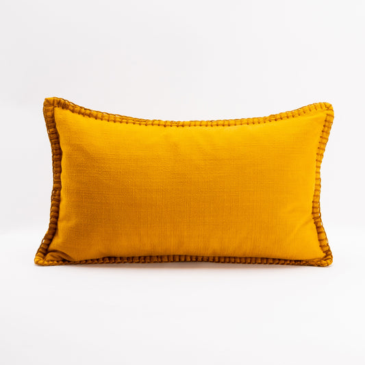 CUSHION COVER SLUBBED COTTON - MUSTARD