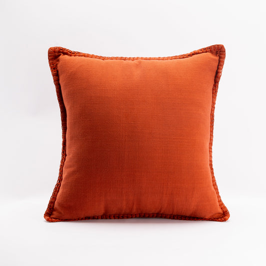 CUSHION COVER SLUBBED COTTON - TERRACOTTA