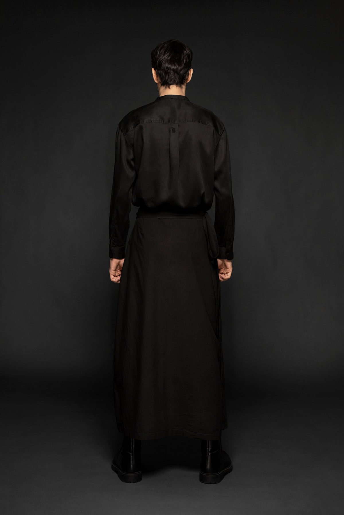 Syomsz black Tencel Nehru shirt styled unisex